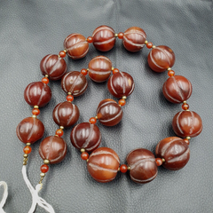 Old Tibetan Carnelian Agate Beads Melon Shape Beaded necklace 20-22mm