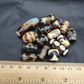 Himalayan Indo Tibetan rare Patterns Dzi Amulet Bead lot 15 beads