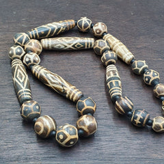 South Asian Burmese Antique Trade Pumtek petrified Wood Beads 20th CE