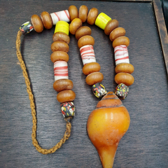Moroccan Handcrafted Resin Amber Glass Vintage Jewelry African Necklace