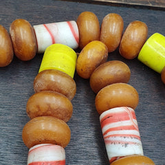 Moroccan Handcrafted Resin Amber Glass Vintage Jewelry African Necklace