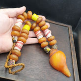 Moroccan Handcrafted Resin Amber Glass Vintage Jewelry African Necklace
