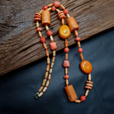 Vintage Genuine Pink, orange Coral Beads Long Necklace