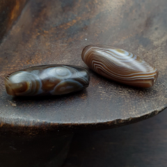 Lot 2 Himalayan Eye Agate Black Agate Beads Soleimani Agate Beads