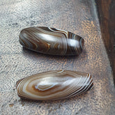 Lot 2 Himalayan indo Tibetan Eye Agate Black Agate Beads Soleimani Agate Beads