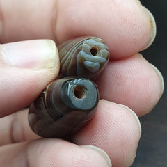 Lot 2 Himalayan indo Tibetan Eye Agate Black Agate Beads Soleimani Agate Beads