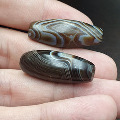 Lot 2 Himalayan indo Tibetan Eye Agate Black Agate Beads Soleimani Agate Beads