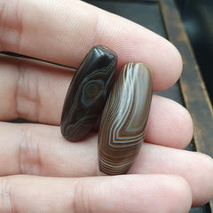 Lot 2 Himalayan Eye Agate Black Agate Beads Soleimani Agate Beads