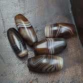 Lot 5 Himalayan indo Tibetan Eye Agate Black Agate Beads Soleimani Agate Beads