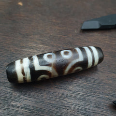 OTBS4 Vintage Old Tibetan 7 Eyes Agate stone Dzi Bead big Amulet