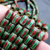 Watermelon Venetian Style Chevron Beads Strands