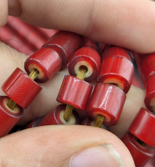 7mm Antique Venetian Style cranberry red White Heart Beads Necklace 24" long