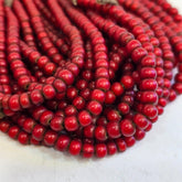 5-5.5mm Antique Venetian cranberry red White Heart Trade Beads Necklace 24" long