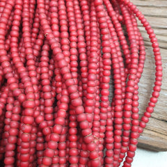 6.5 mm Antique Venetian White Heart African Trade Beads Long Strand