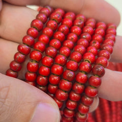 6-6.5 mm Antique Venetian White Heart African Trade Beads Long Strand