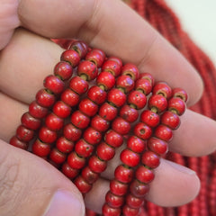 6-6.5 mm Antique Venetian White Heart African Trade Beads Long Strand