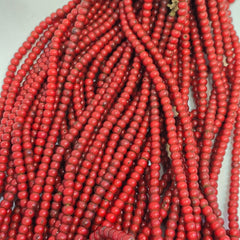 6-6.5 mm Antique Venetian White Heart African Trade Beads Long Strand