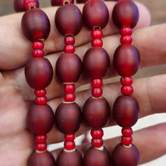 Vintage Venetian white heart and Red glass Trade Beads Beaded Necklace