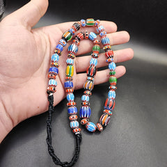 Multicolor Beads Chevrons African venetian Style Glass Beads Necklace 11-12mm