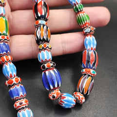 Multicolor Beads Chevrons African venetian Style Glass Beads Necklace 11-12mm