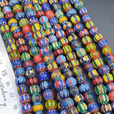 Vintage Venetian African Style Glass Chevron 8.5-9mm Beads Long Strand