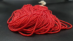 20 Strands: Antique Venetian Red White Heart Trade Beads (2mm)