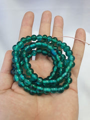 Vintage ven glass beads aquamarine blue fancy trade beads 9mm strandGift
