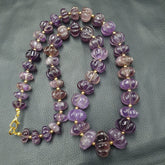 Vintage Amethyst Carving Gemstone Melon Shape Beads Necklaces