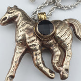 Wonderful Black onyx on Horse pendent Carved Rare Tibetan Pendant necklace