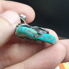 Amazing Natural Arizona Turquoise Nugget, Coral 925 STERLING SILVER Pendant TP2