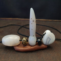 3 pcs Lot Antique Ancient Old Himalayan Blue lace chalcedony Agate Beads