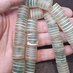 Venetian style white candy glass beads beaded necklace