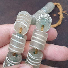 Venetian style white candy glass beads beaded necklace