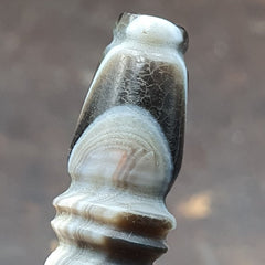 Very rare antique tibetan gray agate carving bead