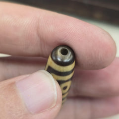 Protective Four Eyes Agate Dzi Bead - Tibetan Amulet