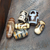 Lot 9 vintage tibetan unique pattern eyes agate stone dzi bead amulet