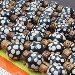 Black skunk venetian african trade beads dotted beads east oasis collection