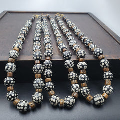 Black skunk venetian african trade beads dotted beads east oasis collection