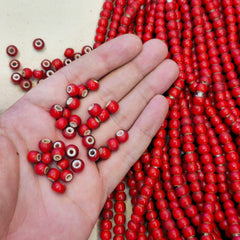 8mm venetian white heart trade beads necklace 24" long strand