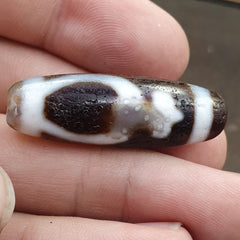 Agate himalaya tibetan double tasso dzi bead amulet