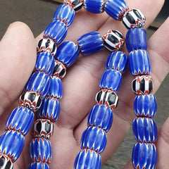 Vintage six layers chevron venetian style blue chevron beads necklace bcn-3