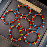 8mm antique venetian cranberry red white heart chevron beads bracelet