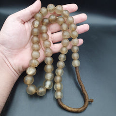 African trade beads antique rare bubbles beads white clear round 15-18mm