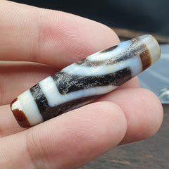 Vintage indo tibetan 2 eyes rare patterns dzi chung agate amulet bead