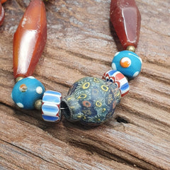 Rainbow Agate Crystal Glass Bead Necklace: African Strand Style