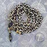 Vintage Etched Agate Budhi Mala: 108 Beads Buddhist Rosary