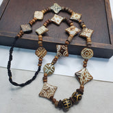 Pumtek beads necklace petrifiedwood great patterns necklace