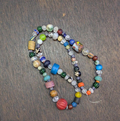 Vintage glass stones crystal mix beads necklace jn-1Gift