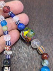 Vintage glass stones crystal mix beads necklace jn-1Gift