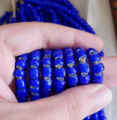 7-8mm antique venetian white heart trade beads 24" long strand